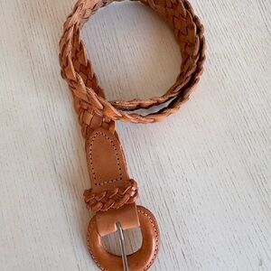 Vintage Braided Leather Belt – Tan, 35”
